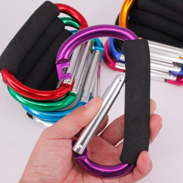High Quality Outdoor Camping D Shape Aluminum Carabiner with Black Foam - Image 5