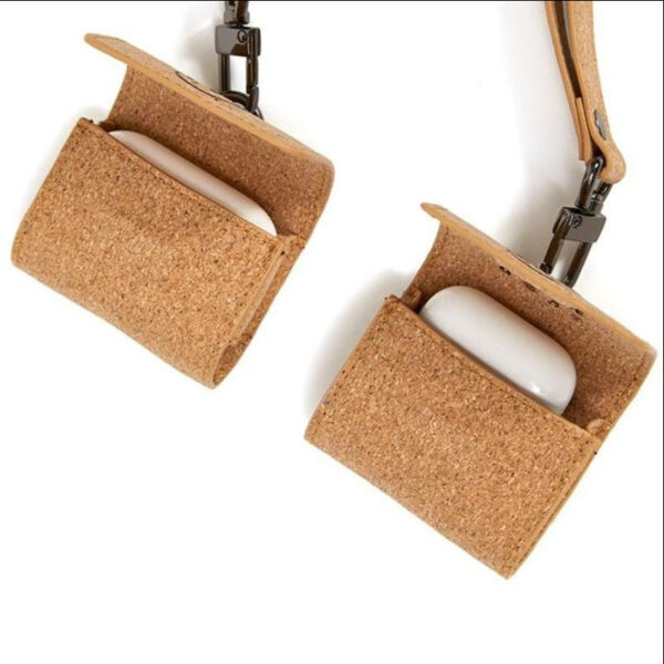 Eco Cork Earphone Case - Vintage, Bluetooth Headphone Pouch, Waist Buckle - Image 2