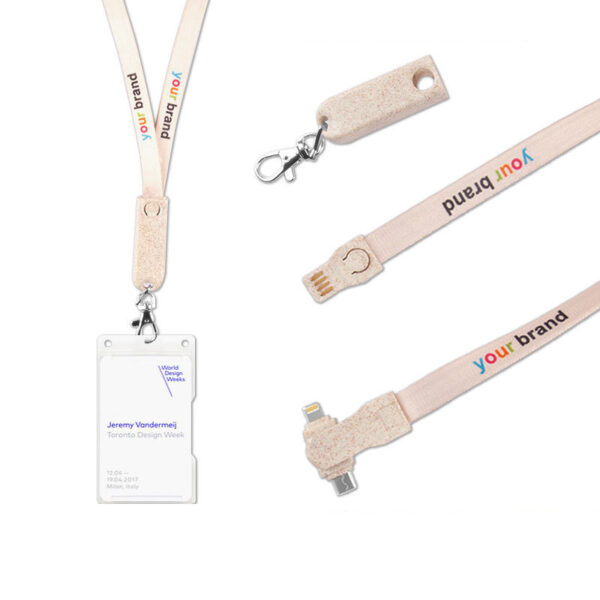 3-in-1 Charging Lanyard - Business Gift, USB Cable, ID Cord, Type-C, Micro USB - Image 3