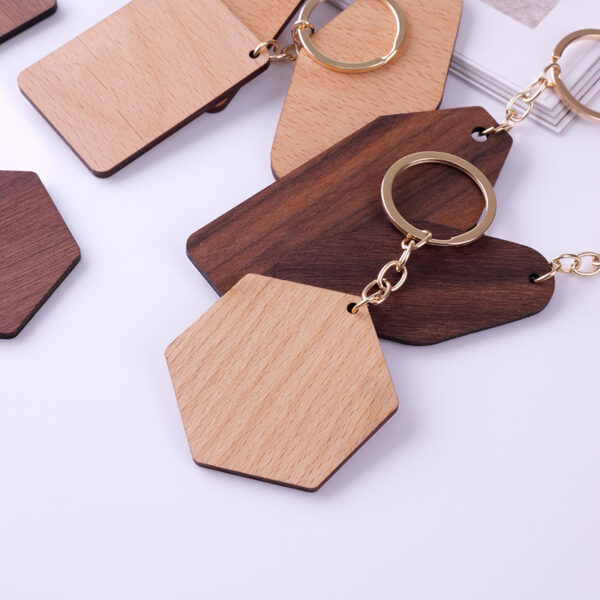 Wholesale Engraved Geometric Wooden Keychains - Image 7