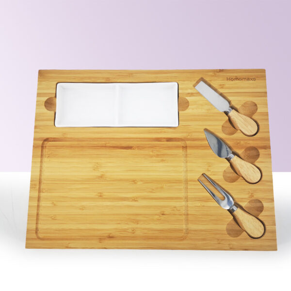 Eco-friendly wooden board with cheese knife bamboo cheese board and knife set - Image 5