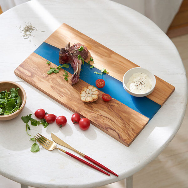 Resin epoxy serving wooden wood cutter chopping charcuterie cutting board - Image 8