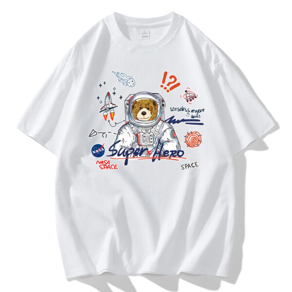NASA Joint Unisex Cotton Short Sleeve T-Shirt - Backpack Bear - Image 6