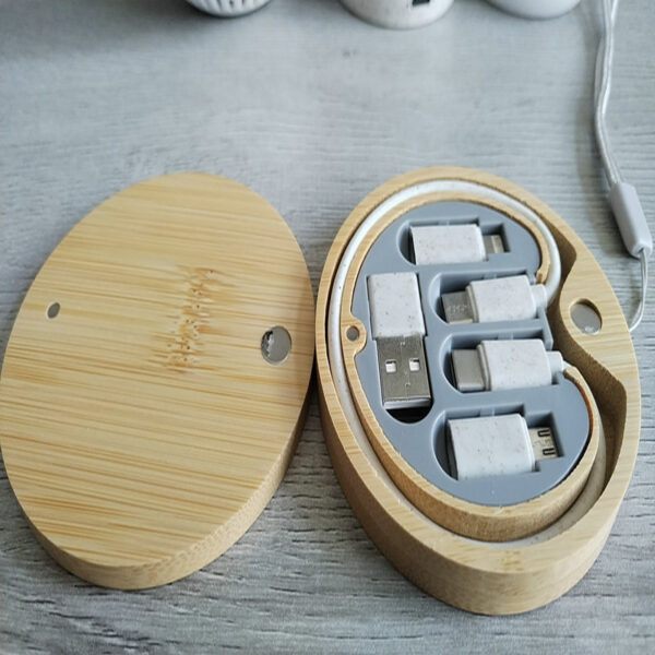 Bamboo 60W 6-in-1 Charging Cable Box - Universal Mobile Phone Holder Fast Charging - Image 3