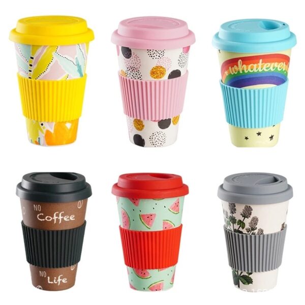Eco Bamboo Fibre Coffee Cup with Printed logo - Image 3