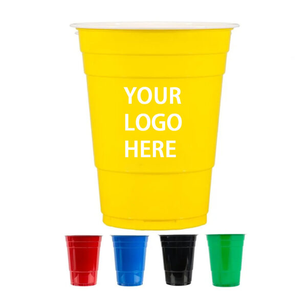 Red 16oz Plastic Party Cups - Reusable Beer Pong Cups - Image 3