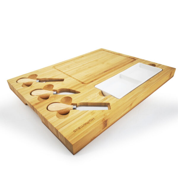 Eco-friendly wooden board with cheese knife bamboo cheese board and knife set - Image 3