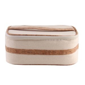 Cotton Canvas Wash Bag - Wood Grain, Travel, Eco Cork Cosmetic Set