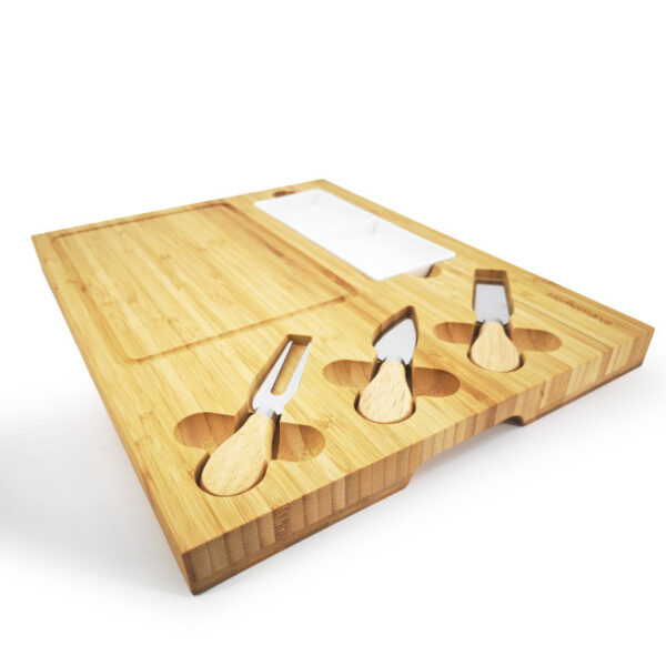Eco-friendly wooden board with cheese knife bamboo cheese board and knife set - Image 4