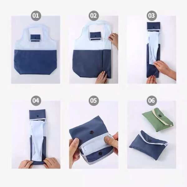 Foldable Polyester Tote - Small, Pocket, Reusable Shopping Bag - Image 4