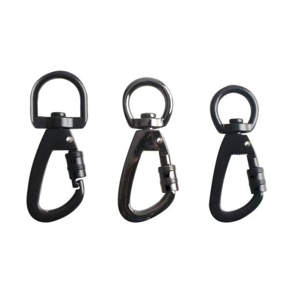Black Zinc Alloy Swivel Carabiner Hook - Dog Leash - Image 2
