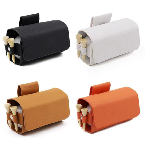 Portable Golf Ball Bag Holder 4 colors Stocked Leather Golf Balls Tees Pouch Holder - Image 3