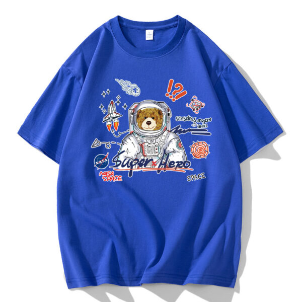 NASA Joint Unisex Cotton Short Sleeve T-Shirt - Backpack Bear - Image 3