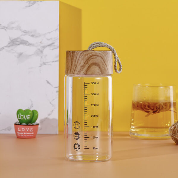 Cute Wood Grain Glass Water Bottle - Silicone Sleeve - Image 6