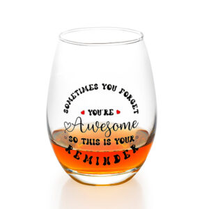 Crystal Engraved Stemless Wine Glass - Sandblasted Egg Cup