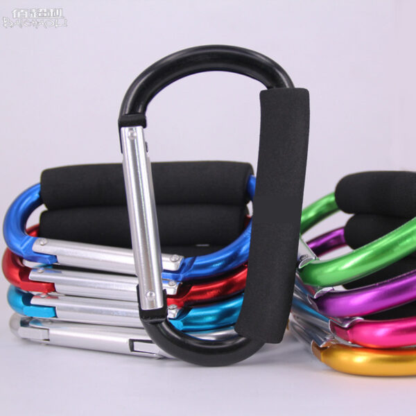 High Quality Outdoor Camping D Shape Aluminum Carabiner with Black Foam - Image 3