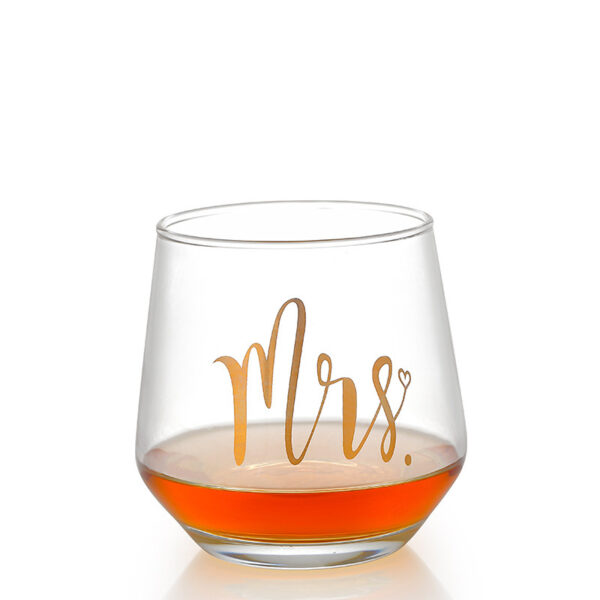 Crystal Engraved Stemless Wine Glass - Sandblasted Egg Cup - Image 4