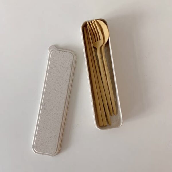 Eco Wheat Straw Cutlery Set - Portable, Outdoor, Student Travel - Image 4
