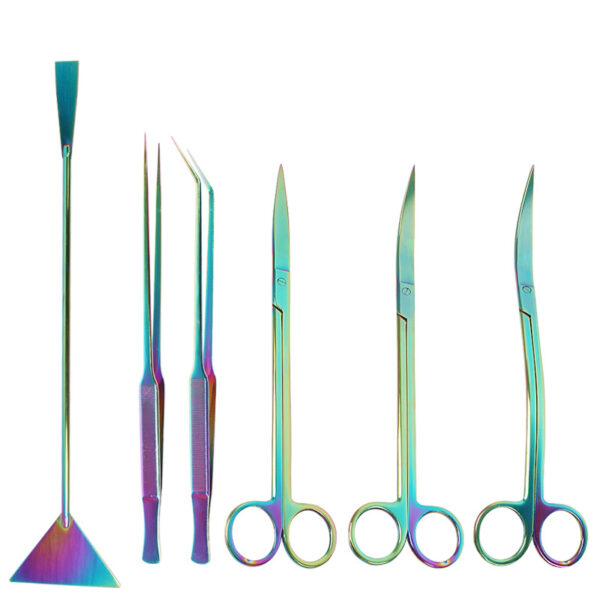 Stainless Steel Aquarium Plant Tweezers - Colorful Fish Tank Tool Kit Set - Image 3