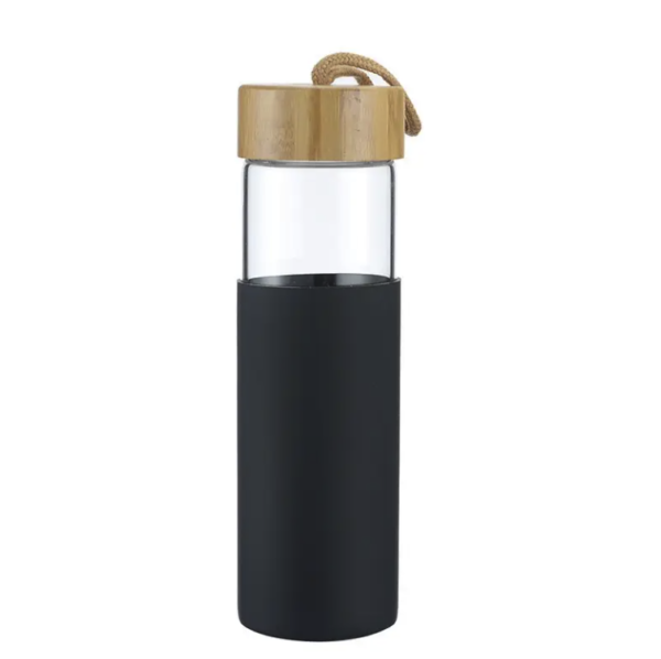 550ml Bamboo Lid Glass Bottle - Custom Logo Water Bottle - Image 4