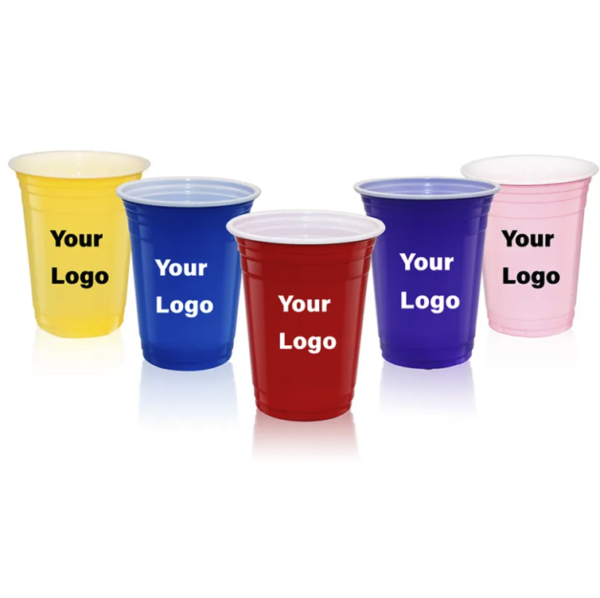 Red 16oz Plastic Party Cups - Reusable Beer Pong Cups - Image 2