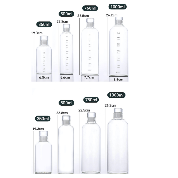 Hot Sale 20oz Time Scale Glass Water Bottle - Image 2