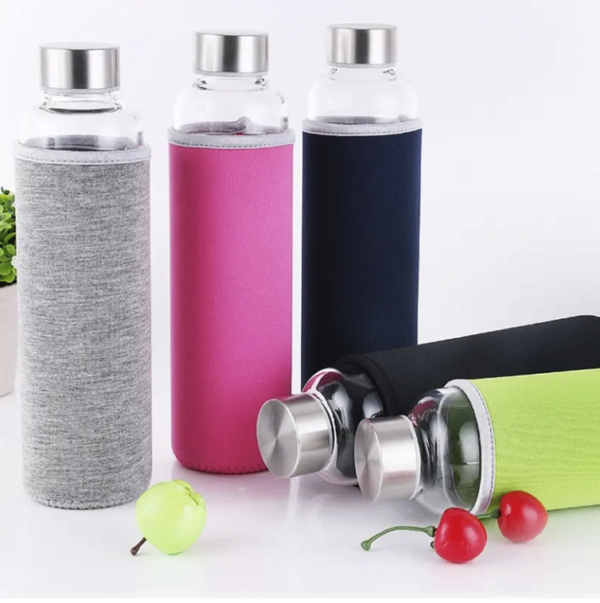 Airtight Glass Water Bottles - Nylon Sleeves, Hot/Cold Drinks - Image 2