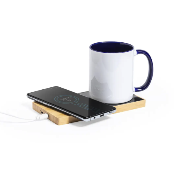 Bamboo 10W Wireless Charger & Mug Warmer - Image 2