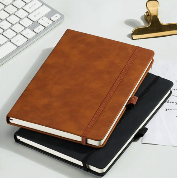 A5 PU Leather Notebook - Business, Linen, Elastic Band, Student Journals - Image 4