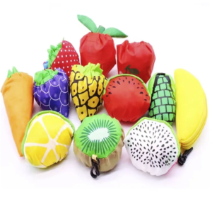 New Design Reusable Fruits Pocket Folding Nylon Grocery Bag