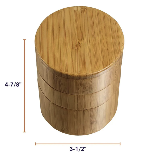 Bamboo 3-Tier Salt Box w/ Magnetic Swivel Lids - Image 2