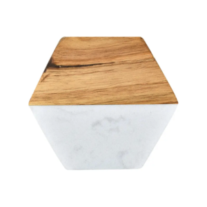 High quality hot selling natural gray stone marble circular acacia wooden coasters
