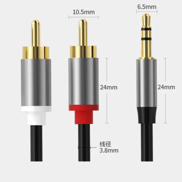 24K Gold-Plated Copper 3.5mm Male RCA Audio Cable - Image 2