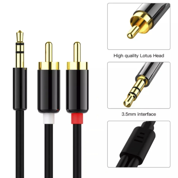 24K Gold-Plated Copper 3.5mm Male RCA Audio Cable - Image 4