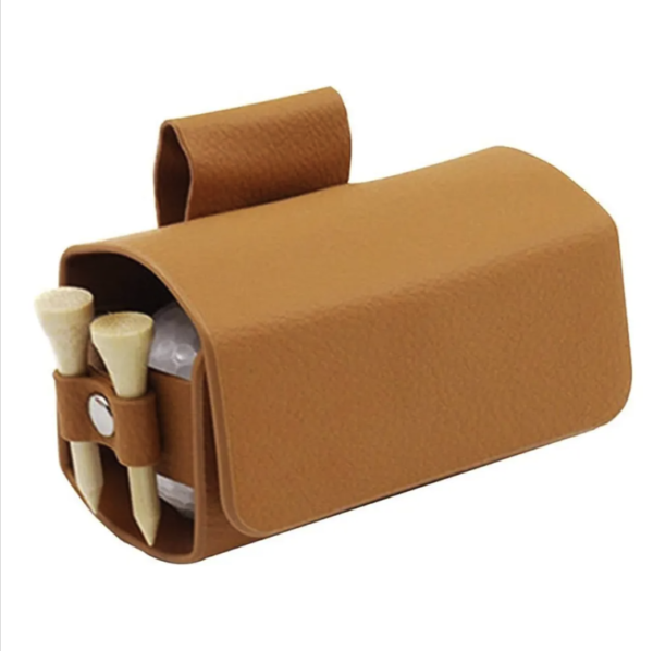 Portable Golf Ball Bag Holder 4 colors Stocked Leather Golf Balls Tees Pouch Holder - Image 2