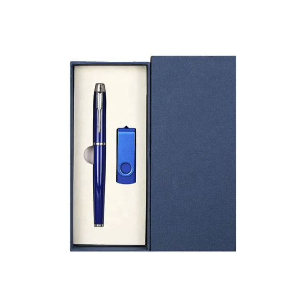 Custom Logo Luxury Blue Metal Gel Pen Set