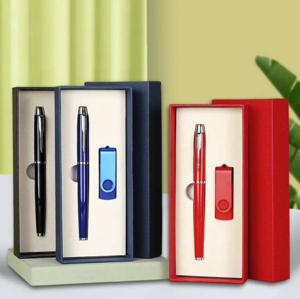 Custom Logo Luxury Blue Metal Gel Pen Set - Image 5