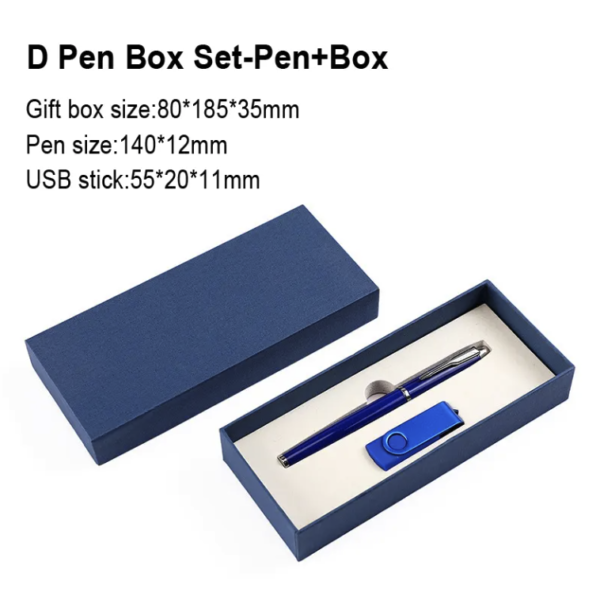 Custom Logo Luxury Blue Metal Gel Pen Set - Image 2