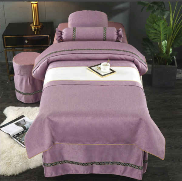 High-End Salon Massage Bed Cover Set - 4-Piece Cotton Linen - Image 5