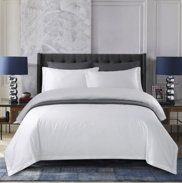 White 240TC 100% Cotton Hotel Bedding Set - Duvet Cover Linens - Image 2