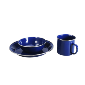 Camping BBQ 3-Piece Cast Iron Enamel Dinnerware Set