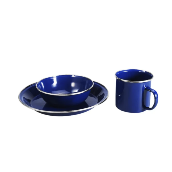 Camping BBQ 3-Piece Cast Iron Enamel Dinnerware Set