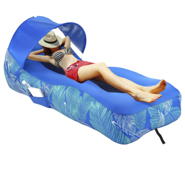 Inflatable Lounger with Sunshade - Beach Bed & Camping Chair - Image 2