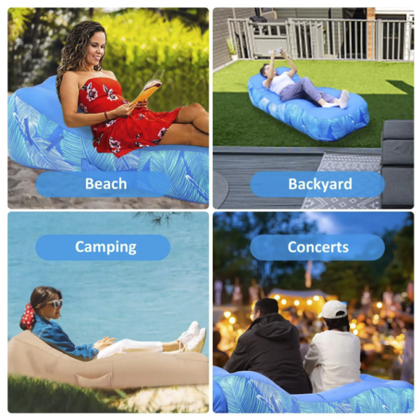 Inflatable Lounger with Sunshade - Beach Bed & Camping Chair - Image 3