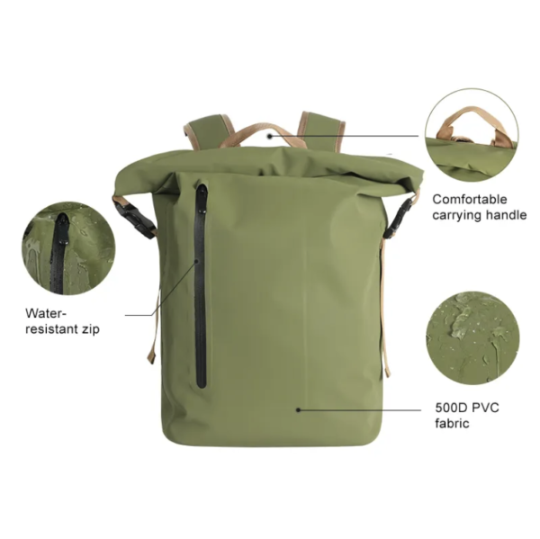 Waterproof 30L Gym Backpack - Roll Top Dry Bag - Image 3