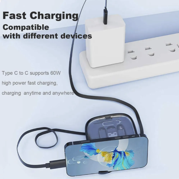 6-in-1 USB-C Cable Organizer with Fast Charge - Image 2