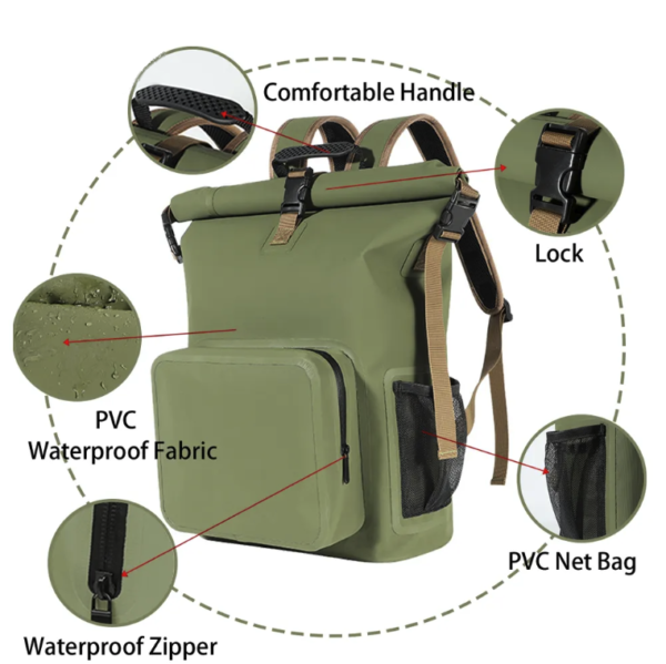 Custom Logo 25L Waterproof PVC Tarpaulin Backpack - Image 6