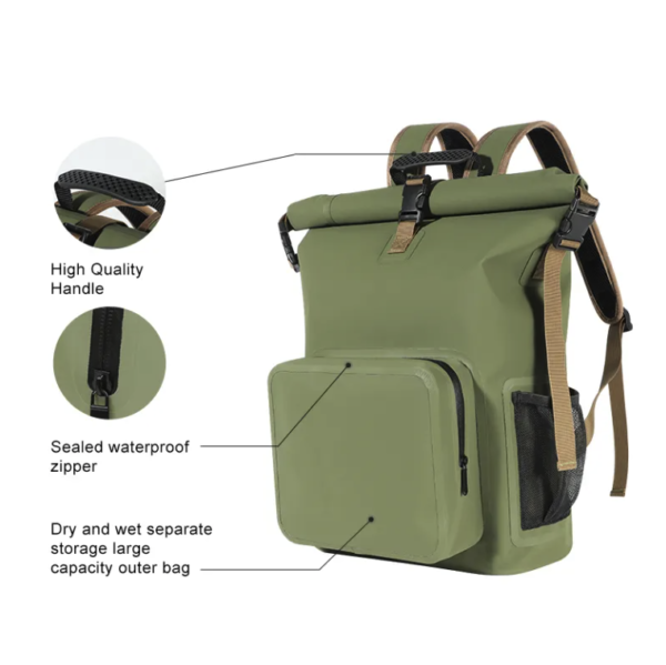 Custom Logo 25L Waterproof PVC Tarpaulin Backpack - Image 2