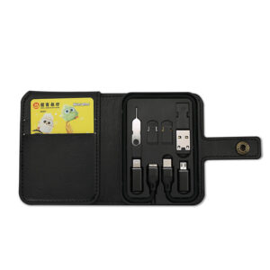 6-in-1 PU Leather Card & Cable Storage Box with TYPE-C