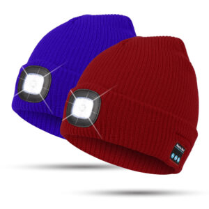 Bluetooth Beanie with LED Headlamp & Wireless Headphones
